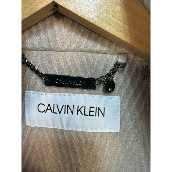 Calvin Klein Womens Herringbone Coat 3X Cream White Pockets & Full Lining - Picture 2 of 16